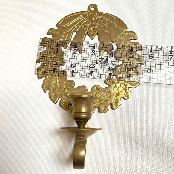 VTG Brass Wreath Wall Candle Holders Hosley Holiday Christmas Decor - Picture 9 of 10
